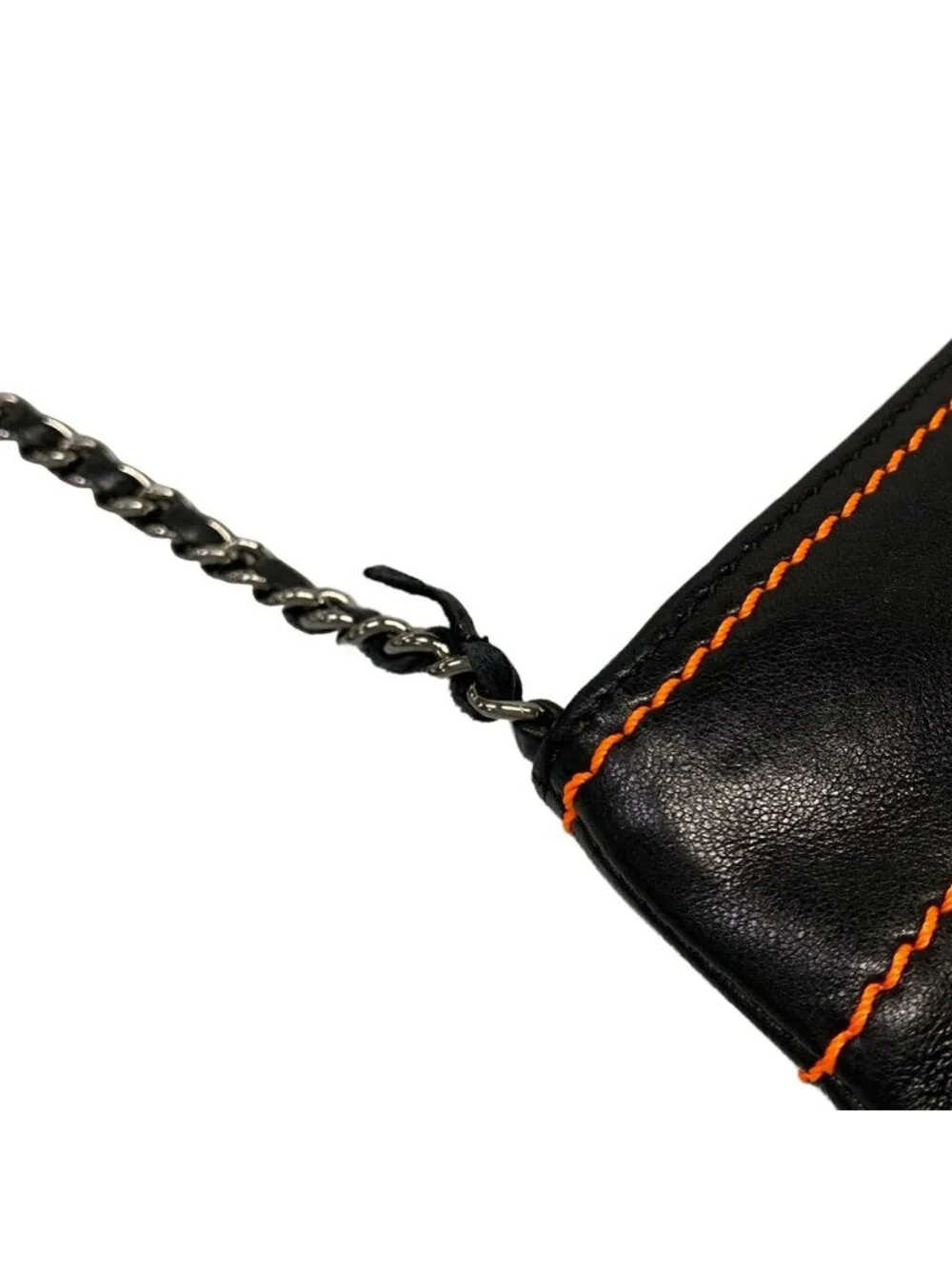Chanel Handbag Black Silver Chain Handle Lambskin